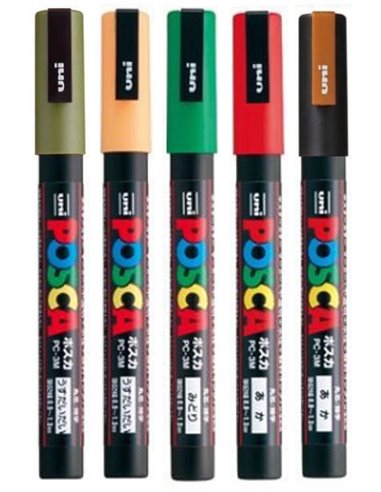 Set 5 Markere UNI POSCA PC-3M, 0.9-1.3 mm, POS16-PC3M