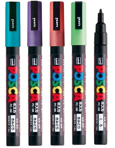 Set 5 Markere UNI POSCA PC-3M, 0.9-1.3 mm, POS18-PC3M