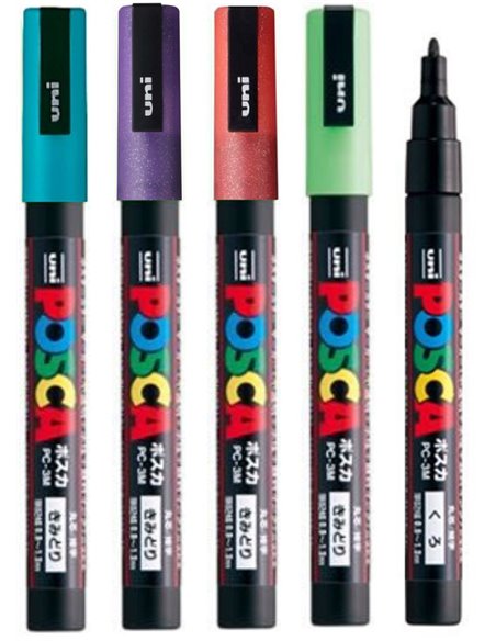 Set 5 Markere UNI POSCA PC-3M, 0.9-1.3 mm, POS18-PC3M