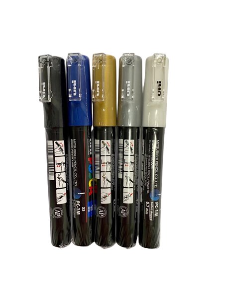 Set 5 Markere UNI POSCA PC-1M, 0.9-1.3 mm, POS19-PC1M