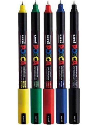 Set 5 markere UNI POSCA PC-1MR 0.7 mm, POS21-PC1MR