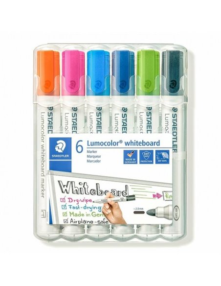 Marker whiteboard STAEDTLER, varf rotund 2 mm 6 culori/SET - ST-351-WP6-1