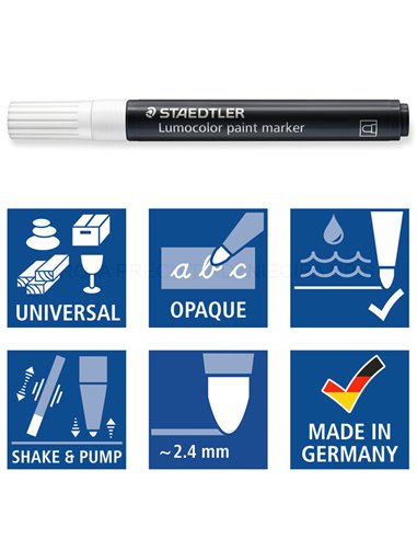 Marker STAEDTLER Lumicolor cu vopsea acrilica, 10 culori/SET, ST-349-C10
