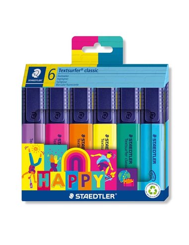 Textmarker STAEDTLER clasic, varf tesit 5 mm, 6 buc./SET, ST-364-C6-HA