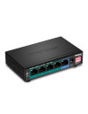 Switch 4 porturi Gigabit Long Range 200m PoE+, 1 port Gigabit -