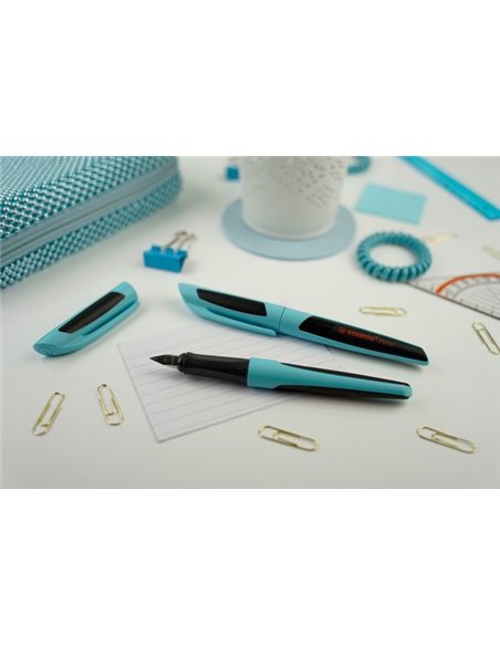 5071/1-41,Stilou STABILO, penita tip M, 0.5 mm, turcoaz cu negru