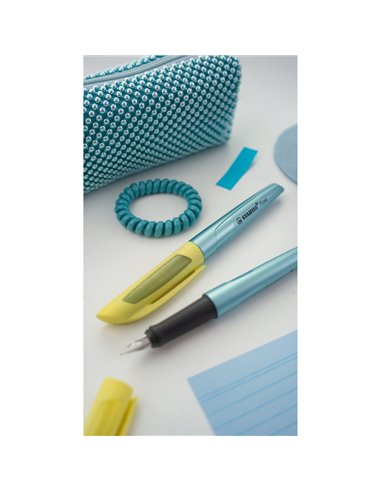 5072/5-41,Stilou STABILO, penita tip M, 0.5 mm, verde metalizat cu galben