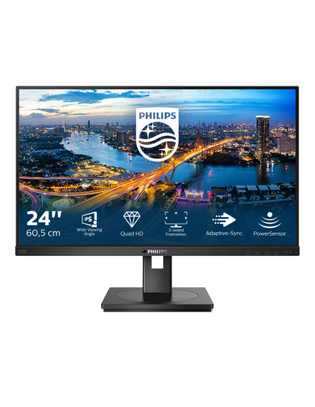 MONITOARE  PHILIPS 23.8 inch, home, office, IPS, WQHD (2560 x 1440), Wide, 250 cd mp, 4 ms, HDMI, DVI, DisplayPort, "245B1 00" (
