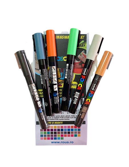 Set 6 Markere UNI POSCA PC-3M, 0.9-1.3 mm, POS25-PC3M