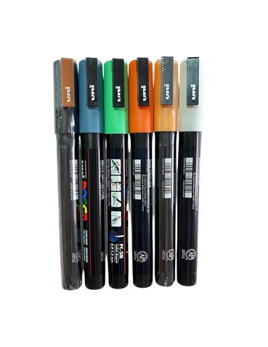 Set 6 Markere UNI POSCA PC-3M, 0.9-1.3 mm, POS25-PC3M