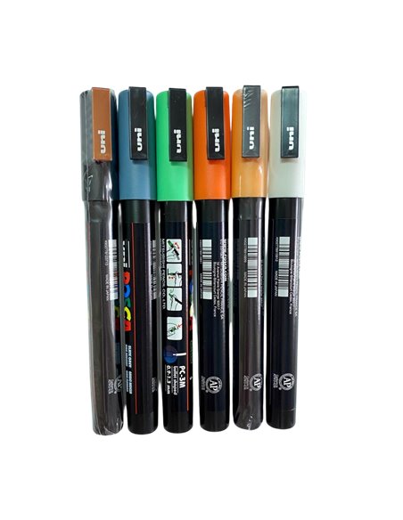 Set 6 Markere UNI POSCA PC-3M, 0.9-1.3 mm, POS25-PC3M