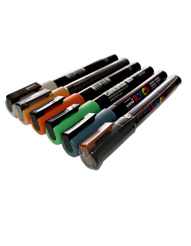 Set 6 Markere UNI POSCA PC-3M, 0.9-1.3 mm, POS25-PC3M