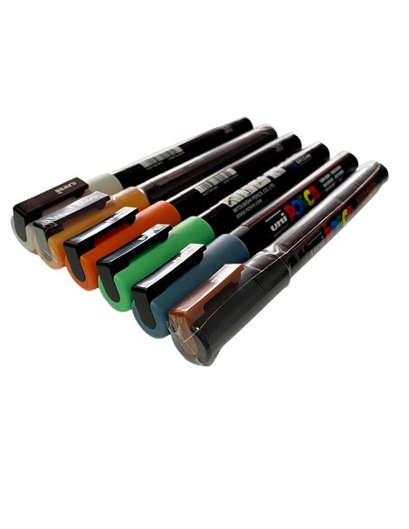 Set 6 Markere UNI POSCA PC-3M, 0.9-1.3 mm, POS25-PC3M