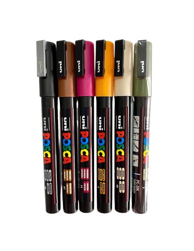 Set 6 Markere UNI POSCA PC-3M, 0.9-1.3 mm, POS25-PC3M