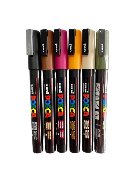 Set 6 Markere UNI POSCA PC-3M, 0.9-1.3 mm, POS25-PC3M