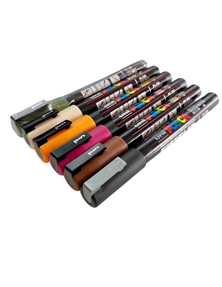 Set 6 Markere UNI POSCA PC-3M, 0.9-1.3 mm, POS25-PC3M