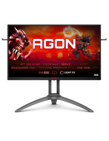 Monitor 27" AOC AG273QX, Gaming, VA, 16 9, QHD 2560x1440, 165 Hz, WLED, 1 ms, 400 cd m2, 178 178, 3000 1  50M 1, Display HDR 400
