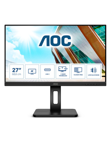 Monitor 27" AOC U27P2CA, Antiglare, 3H, 4K 3840* 2160, 16 9, IPS, 350 cd  mp, 60 Hz, 4 ms, 1000 1, 178  178, Adaptive Sync, flic
