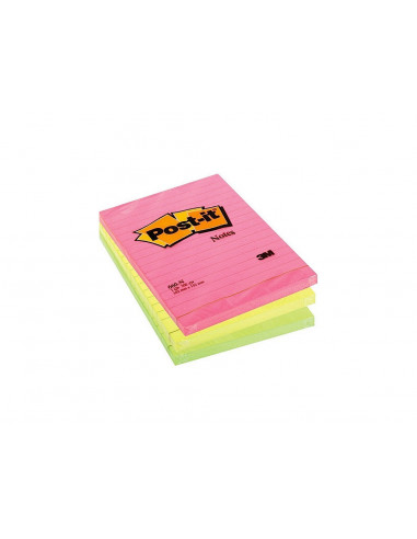 Notes Adeziv Post-It 3M Neon Liniat 102 X 152 Mm 100 File,NOT086