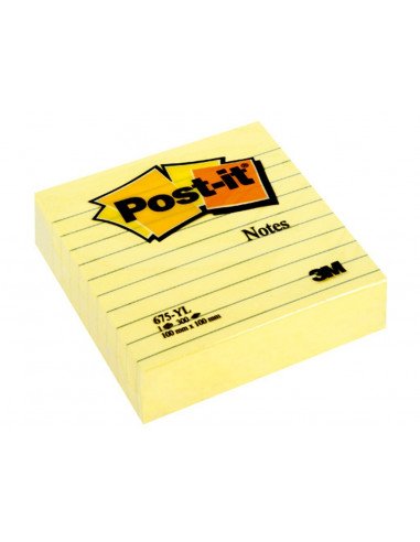 Notes Adeziv Post-It 3M Canary Yellow Liniat 100 X 100 Mm 300