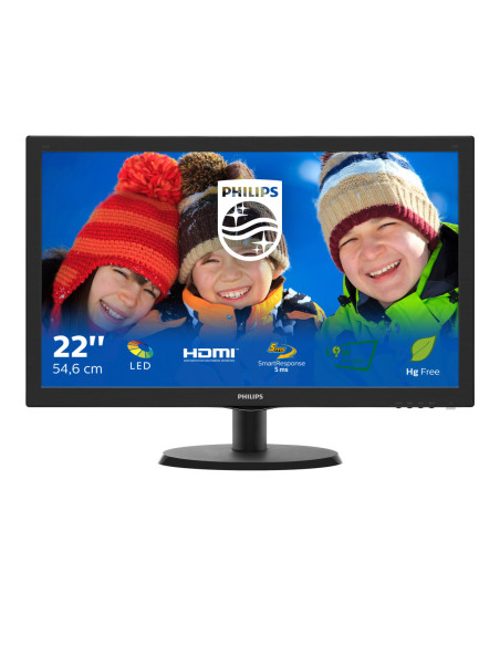 Monitor 21.5" PHILIPS 223V5LHSB2, FHD 1920*1080, TN, 16 9, WLED, 5 ms ,200 cd m2, 10M 1  600 1, 90 65, HDMI, D-SUB, VESA, Kensin