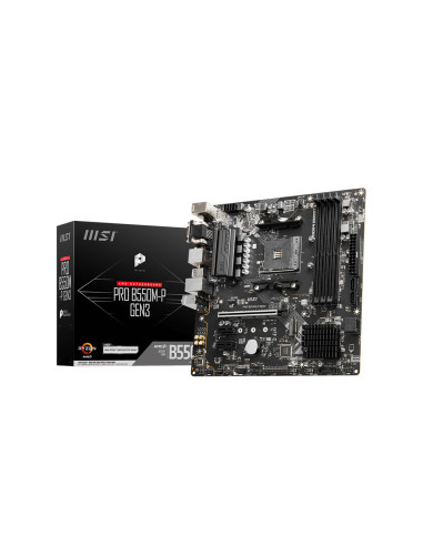 Placa de baza MSI PRO B550M-P GEN3 AM4 DDR4  SPECIFICATIONS Model Name PRO B550M-P GEN3 CPU Support Support AMD Ryzen™ 5000 Seri