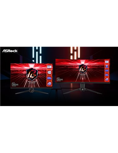 Monitor Gaming Asrock curbat PG34WQ15R2B, diagonala: 34", Aspect: 21:9, anti-glare, Rezolutie: 3440 x 1440, Refresh rate: 165Hz,