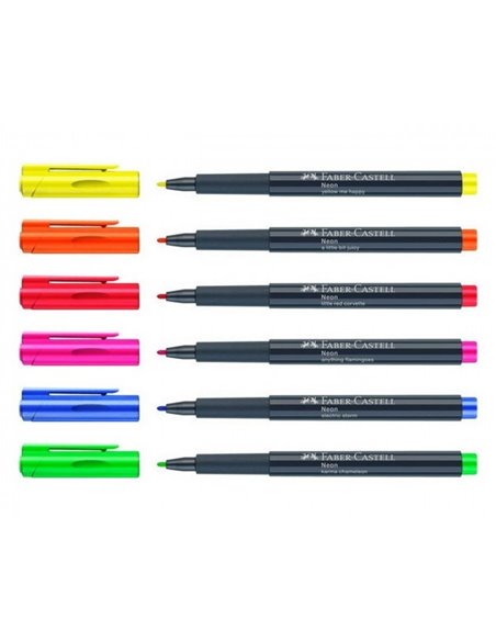 FC160806,Set de markere FABER-CASTELL Creativ Neon, 6 buc