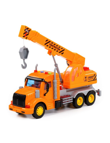 Camion constructii + macara, cu lumina si sunet, 33.5x11.5x18.5