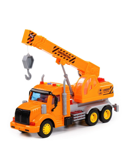 Camion constructii + macara, cu lumina si sunet, 33.5x11.5x18.5