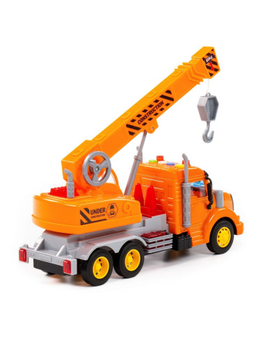 Camion constructii + macara, cu lumina si sunet, 33.5x11.5x18.5