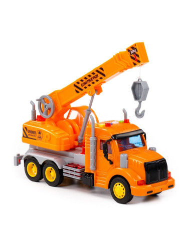 Camion constructii + macara, cu lumina si sunet, 33.5x11.5x18.5