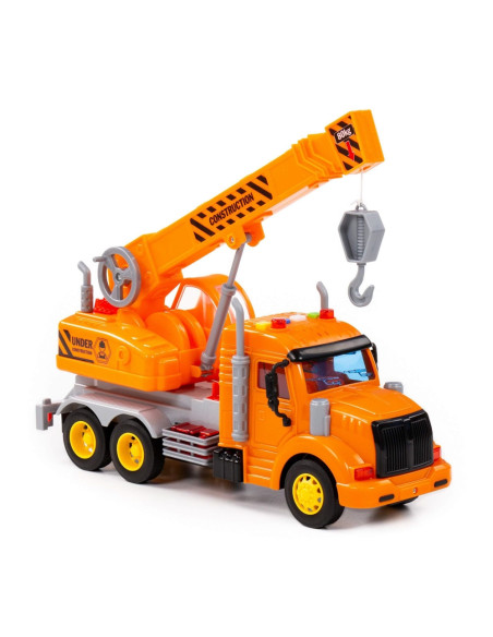Camion constructii + macara, cu lumina si sunet, 33.5x11.5x18.5