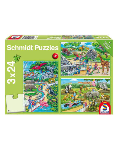 Puzzle Schmidt, O zi la zoo, 3x24 piese,ROB-LIN2182