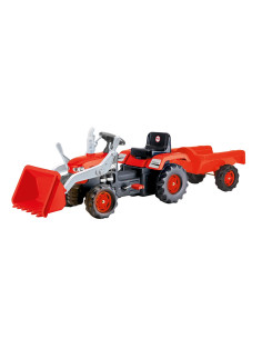 Tractor - excavator cu pedale si remorca, Rosu, 54x183x45 cm -
