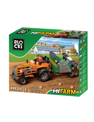 Blocki My Farm, Tractor cu semanatoare, 143 piese,ROB-KB0354