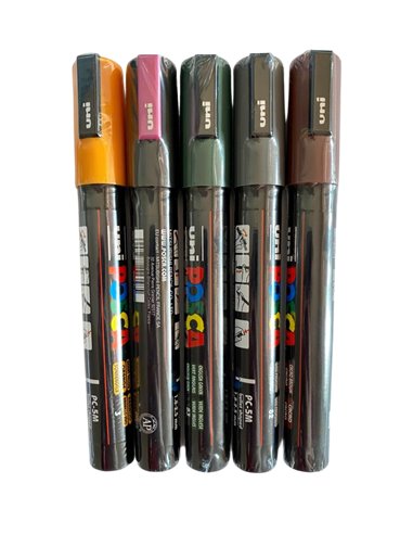 Set 5 Markere UNI POSCA PC-5M, 1.8 - 2.5 mm, POS29-PC5M