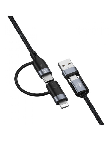 Cablu 4in1 Tellur 3A, 2xType-C, Lightning, USB, 1m,,TLL155411