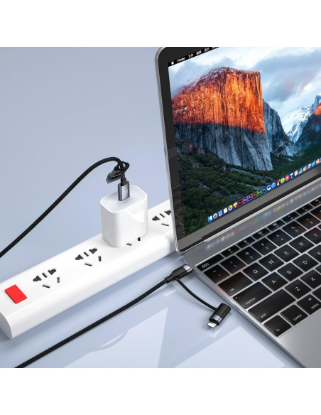 Cablu 4in1 Tellur 3A, 2xType-C, Lightning, USB, 1m,,TLL155411