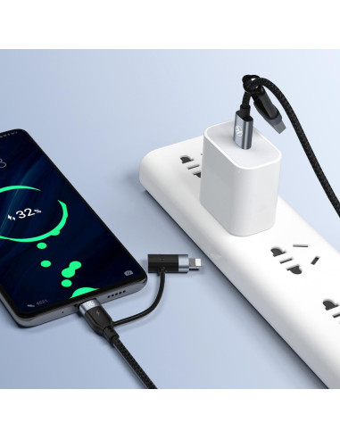 Cablu 4in1 Tellur 3A, 2xType-C, Lightning, USB, 1m,,TLL155411