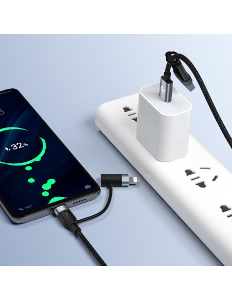 Cablu 4in1 Tellur 3A, 2xType-C, Lightning, USB, 1m,,TLL155411