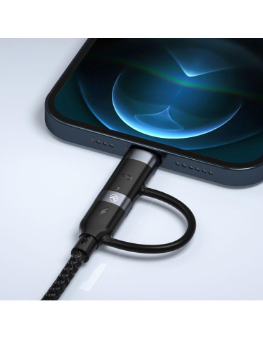 Cablu 4in1 Tellur 3A, 2xType-C, Lightning, USB, 1m,,TLL155411