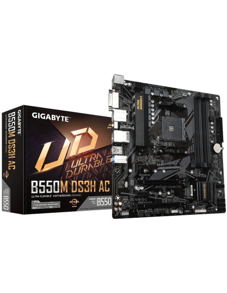 Placa de baza Gigabyte B550M DS3H AC AM4 DDR4, 4x sloturi RAM Placa de baza Gigabyte B550M DS3H AC AM4 DDR4, 4x sloturi RAM