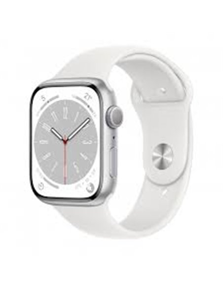 Ceas inteligent Apple Watch S8 GPS 41mm Silver Aluminium Case with White Sport Band