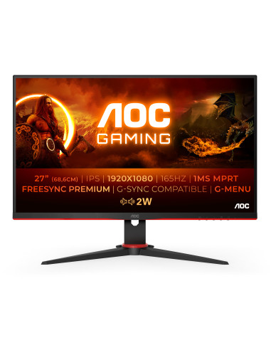 MONITOR AOC 27G2SPAE BK 27 inch, Panel Type  IPS, Backlight  WLED, Resolution  1920x1080, Aspect Ratio  16 9,  Refresh Rate 165H