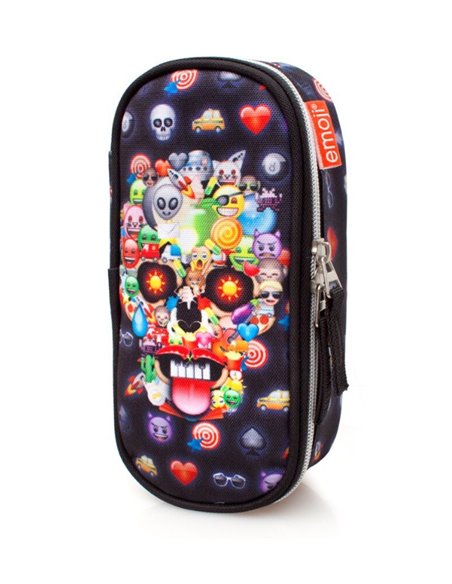 Set scoala Emoji Skull - Ghiozdan, Penar etui oval