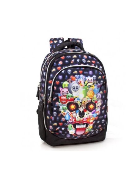 Set scoala Emoji Skull - Ghiozdan, Penar etui oval