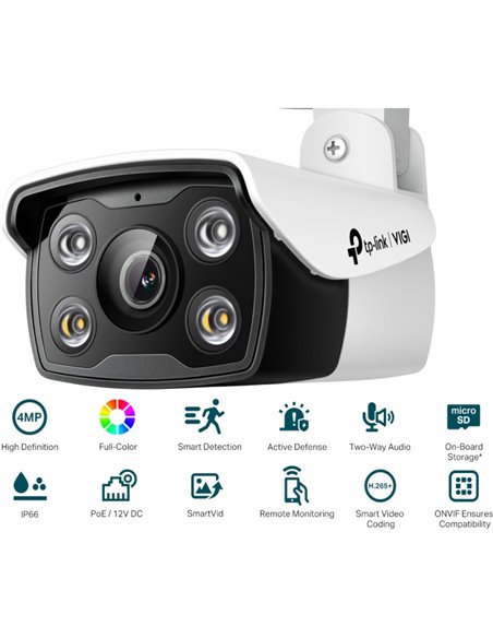 "TP-LINK VIGI 4MP Outdoor Bullet Network Camera,VIGI C340(4mm), 1/3""
Progressive Scan CMOS, obiectiv: 4mm, F1.6,  unghi vizuali