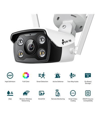 "TP-LINK VIGI 4MP Outdoor Bullet Network WIFI Camera,VIGI C340-W(4mm), 1/3""
Progressive Scan CMOS, obiectiv: 4mm, F1.6,  unghi