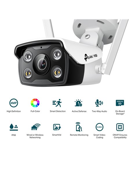 "TP-LINK VIGI 4MP Outdoor Bullet Network WIFI Camera,VIGI C340-W(4mm), 1/3""
Progressive Scan CMOS, obiectiv: 4mm, F1.6,  unghi